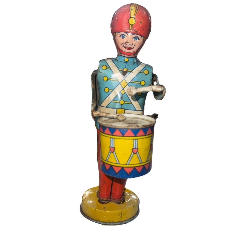 Vintage 1930'S J. Chein Mechanical Drumming Parade‎ Soldier Tin Litho Windup